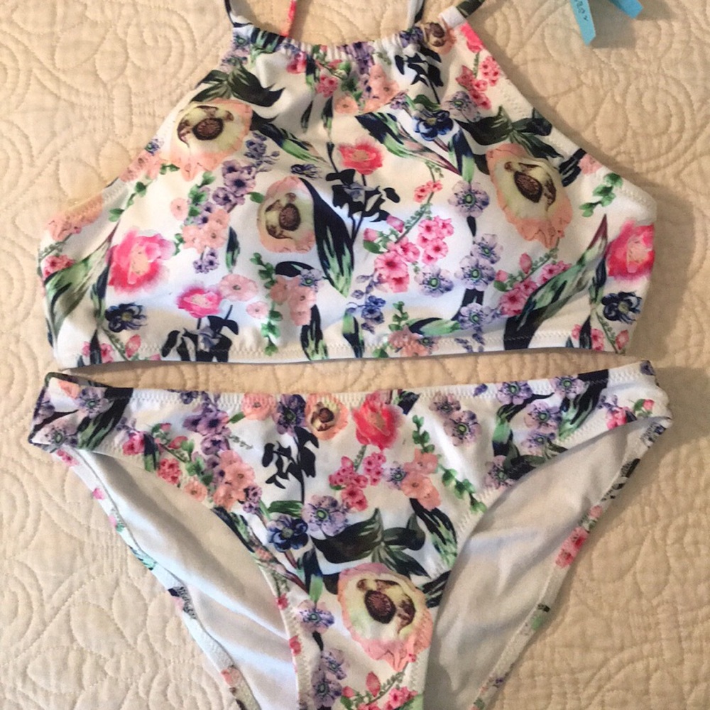 White Floral Bathing Suit